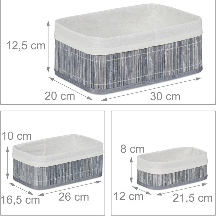 Actual product image Relaxdays Bathroom Storage Basket Set (3 x, 30 x 20 x 12.5 cm)