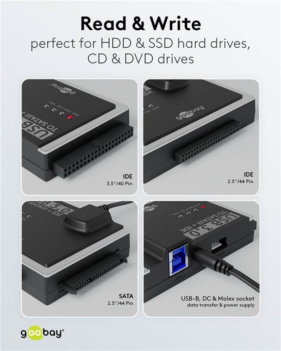 Produktbild Goobay USB 3.0 Festplattenadapter für IDE und SATA (2.5", 3.5")