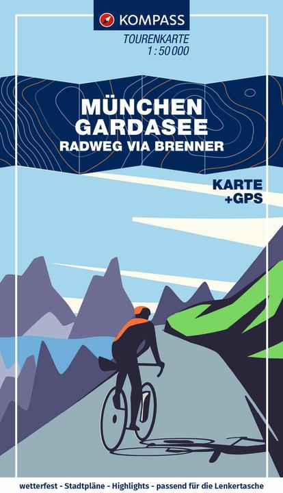 Produktbild Fahrrad-Tourenkarte München – Gardasee, Radweg via Brenner 1:50.000