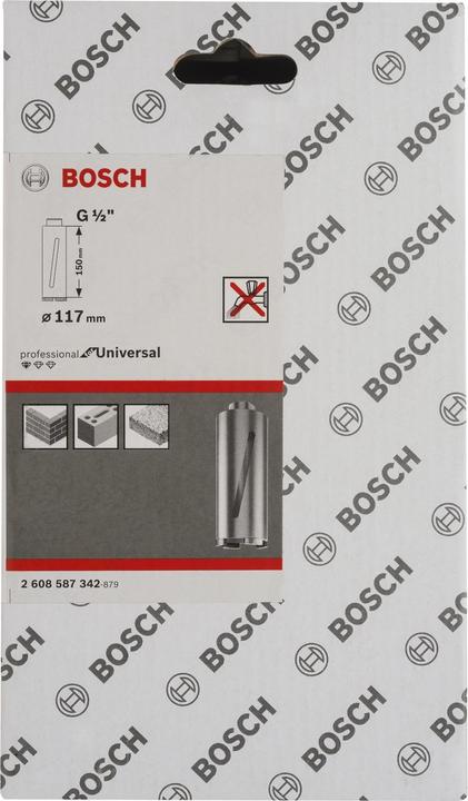 Actual product image Bosch Professional Zubehör Diamond dry core bit G 1/2-inch, Standard for Universal, 117mm, 150mm, 6, 7mm (117 mm)