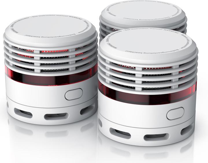 Actual product image Brandson 3x smoke detector, 10-year Li-ion battery, volume 85dB, LED, test button, EN14604 & TÜV tested