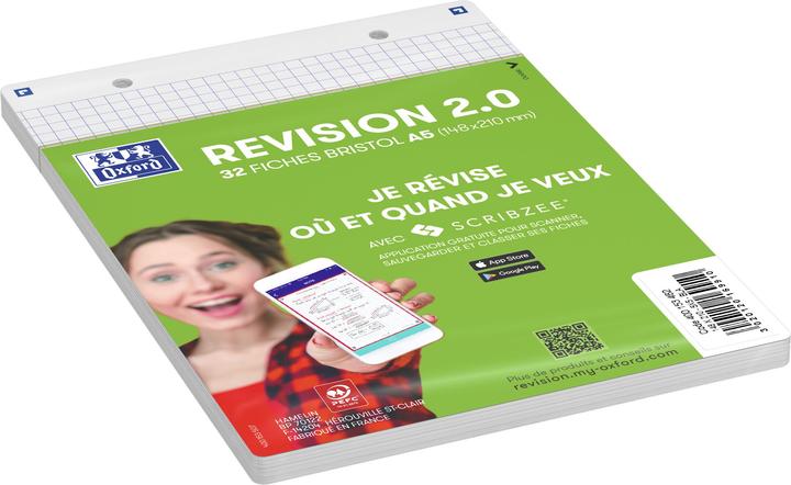 Produktbild Oxford Fiches bristol REVISION 2.0, A5, blanc (A5, 250 g/m²)