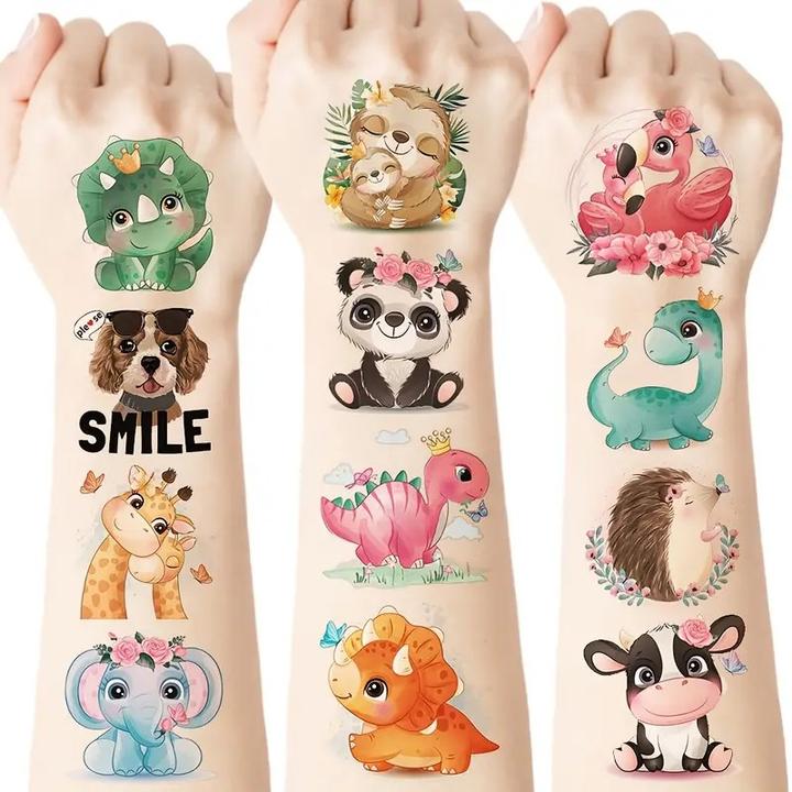 Produktbild The Toy Company 40 Stück Temporäre Tattoos für Kinder mit niedlichen Tiermotiven