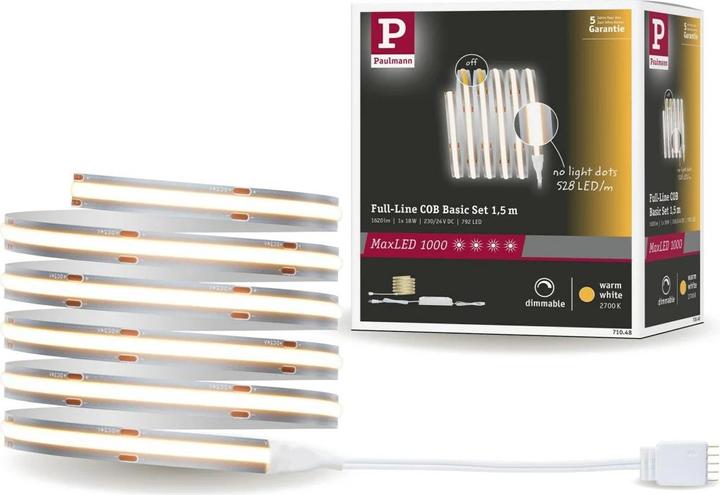 Immagine prodotto Paulmann MaxLED 1000 Set di strisce COB a linea intera (Bianco caldo, 150 cm, Interno)