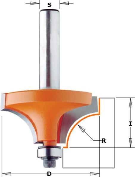 Immagine prodotto CMT 939.880.11 Hohlzylinderfräser mit erhabener Schneide 38,1x19x65,4 R=12,7 Schaft Ø12