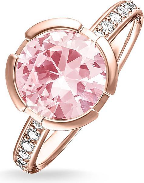 Actual product image Thomas Sabo Ring pink zirconia rose gold-plated TR2037-633-9 (54, 925 Silver)