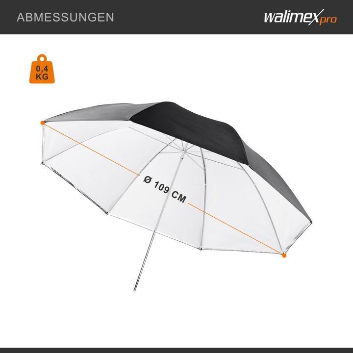 Image du produit Walimex 2in1 Reflex- Parapluie translucide blanc 109 (Réflecteur parapluie, 109 cm)