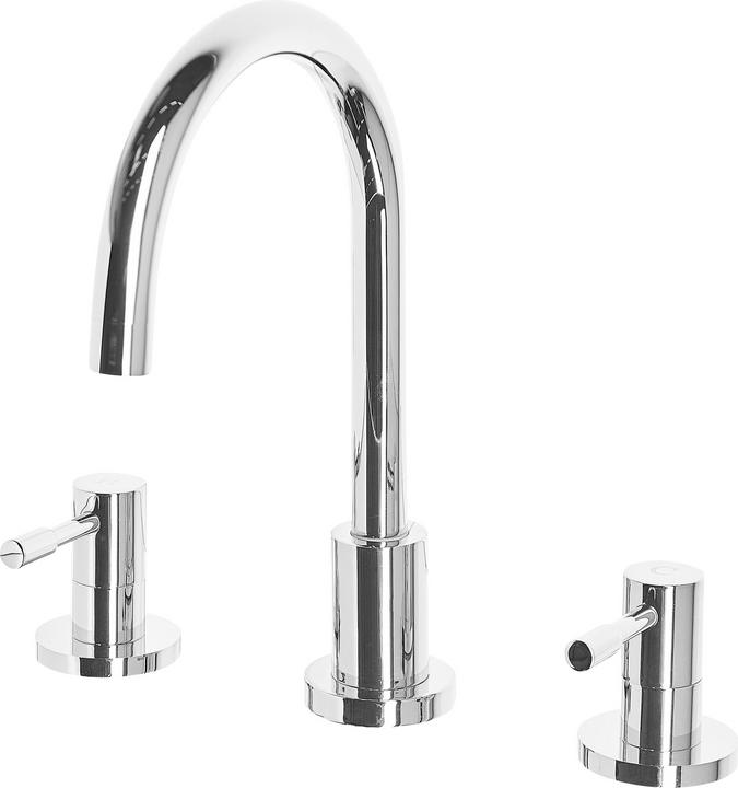 Produktbild Beliani Wasserhahn 3-Loch Waschtischarmatur Messing silber SIPI