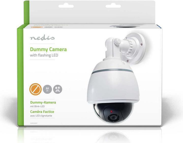 Produktbild Nedis Dummy-Überwachungskamera Dome IP44 Batteriebetrieben Innen- und Aussenbereich Weiss Weiss