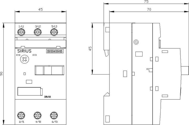 Produktbild Siemens Motorschutzschalter 3RV1 4,5-6,3A