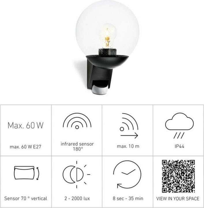 Actual product image Steinel Exterior wall light with movement (E27, IP44)
