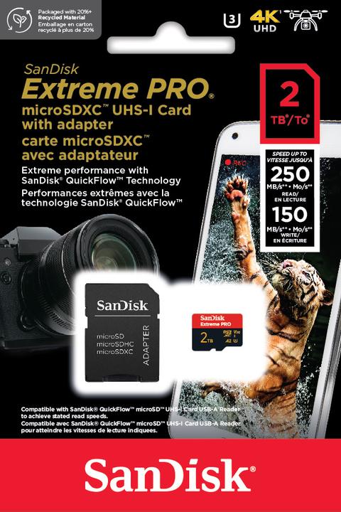 Actual product image SanDisk Extreme PRO UHS-I V30 (2000 GB, microSDXC, U3, UHS-I)