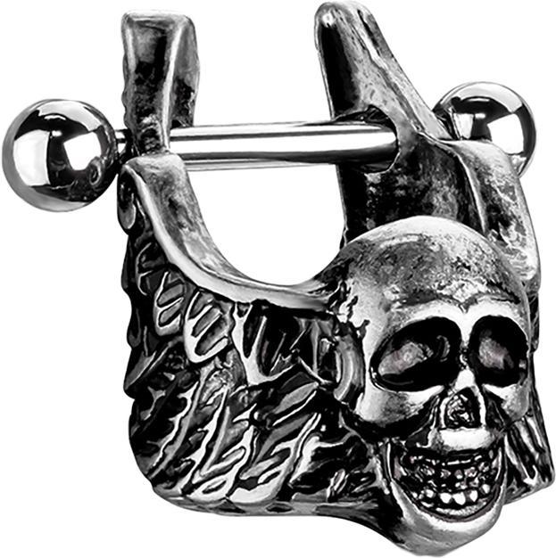 Immagine prodotto Star Piercing Micro Barbell silber Totenkopf mit Flügel (Acciaio chirurgico 316L, Ottone)