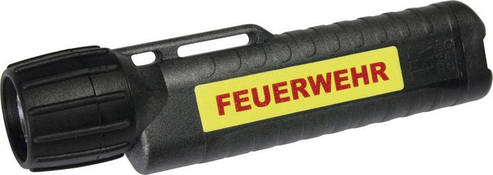 Produktbild UK Helmlampe 4AA eLED CPO, TS Heckschalter, schwarz, nachl. Streifen, FEUERWEHR (15.70 cm, 130 lm)