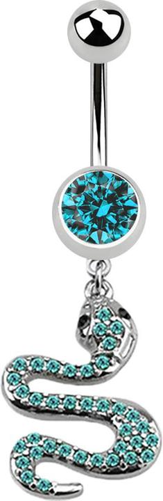 Produktbild Star Piercing Banane silber mit Anhänger Schlange aqua (Chirurgenstahl 316L, ohne Messing)