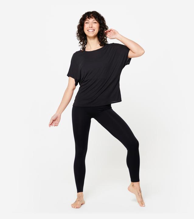 Produktbild Domyos Tanz-Shirt Damen kurzarm fliessend Modern Dance - schwarz (S)