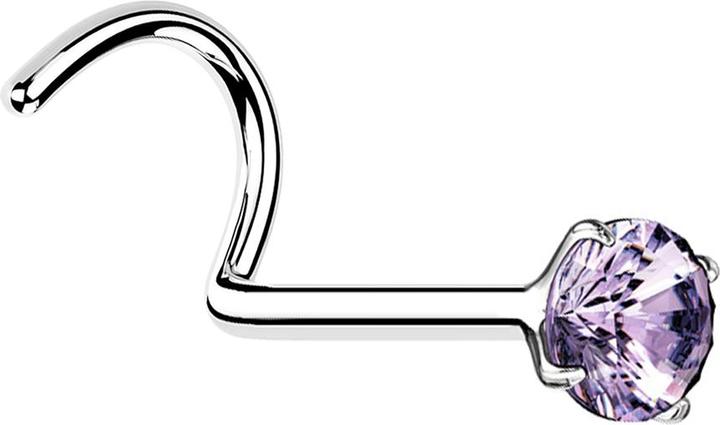 Immagine prodotto Star Piercing Nasenstecker gebogen silber runder Kristall tanzanite gefasst (senza ottone, Argento 925)