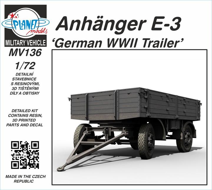 Actual product image Planet Models Trailer E-3 'German WWII Trailer'