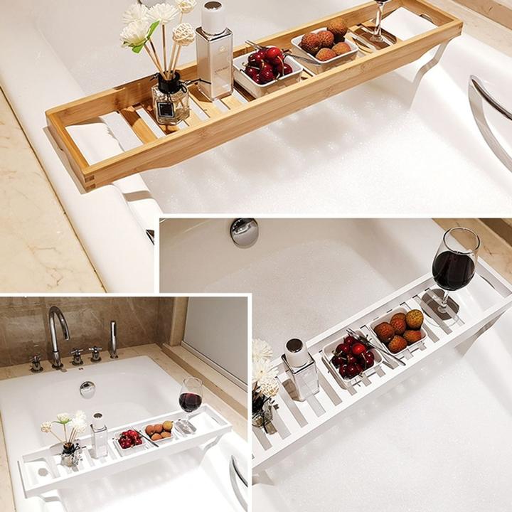 Actual product image König Design 70cm Bamboo Bath Shelf Bath Shelf Non-Slip Surface