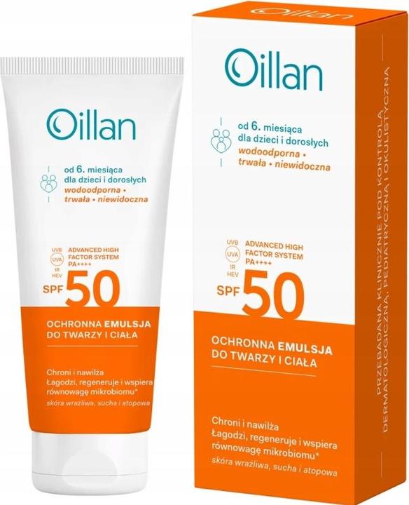Oceanic Oillan Schutzemulsion für Gesicht und Körper Spf 50 - 100 ml Für Kinder und Erwachsene (Sonnenlotion, SPF 50+, 100 ml)