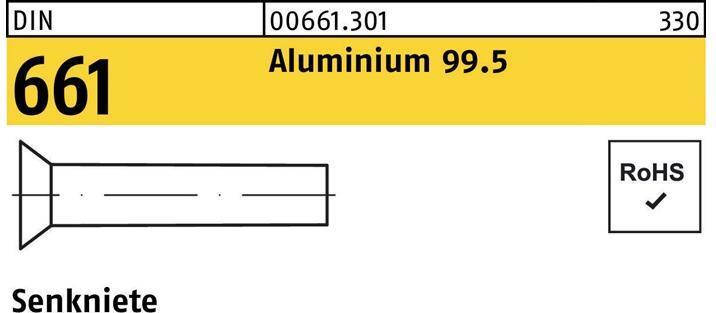 Actual product image Countersunk rivet DIN 661 2.5 x 12 Aluminium 99.5