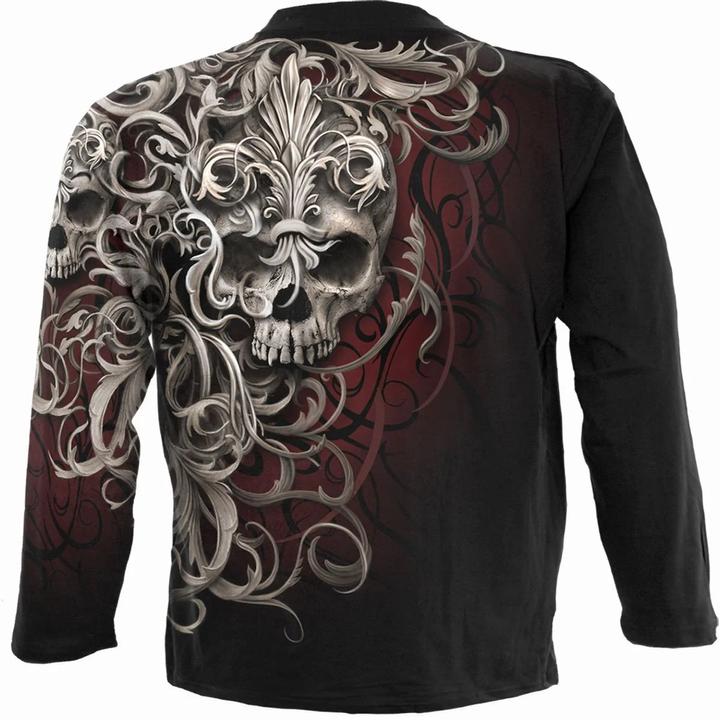 Actual product image Spiral Unisex Adult Skull Shoulder Wrap Long-Sleeved T-Shirt (S)