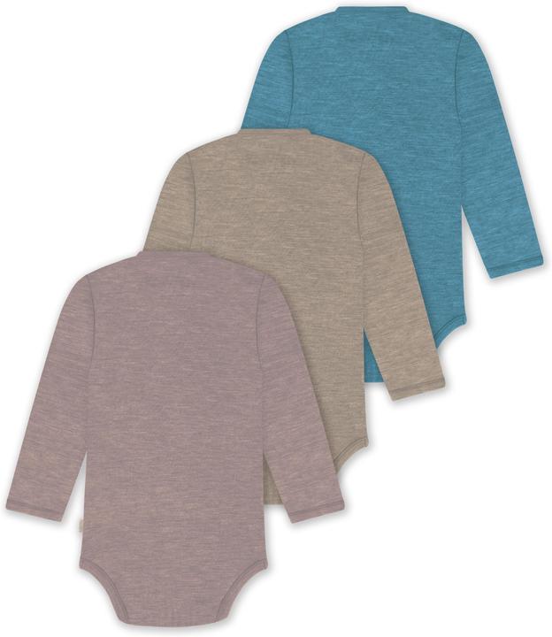 Actual product image Normani Set of 3 baby body wrap long sleeve toddler bodysuit made from merino wool - 9357 (74)