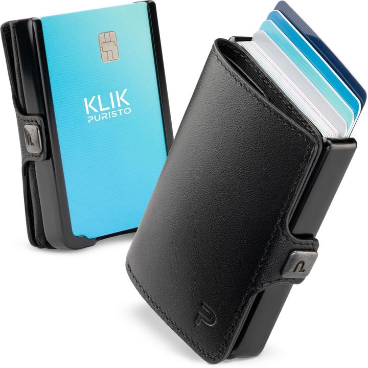 Actual product image Puristo KLIK MAGNET Slim Wallet Black 7s