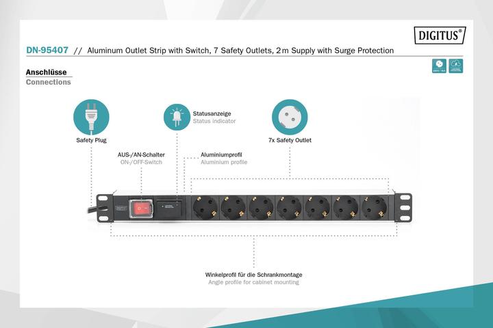 Actual product image Digitus Power strip (7 x, CEE 7/7, 2 m)