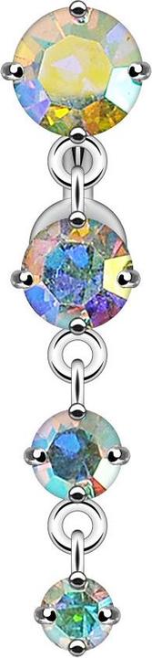 Image du produit Star Piercing Banane argent avec pendentif quatre cristaux multicolores (sans laiton, Acier chirurgical 316L)