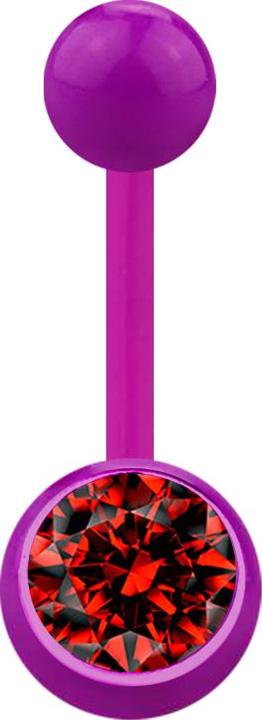 Actual product image Star Piercing Banana purple with ball and ball crystal red (Acrylic, without brass)