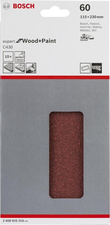 Image du produit Bosch Professional Zubehör Papier abrasif oscillant avec velcro (60)
