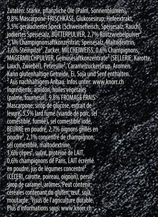 Valori nutrizionali e ingredienti Knorr Zuppa rapida di funghi Suprême