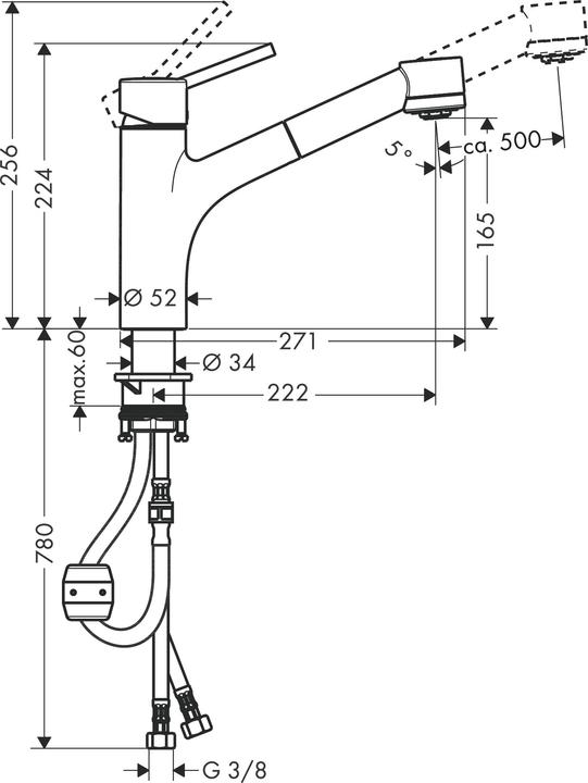 Actual product image hansgrohe Talis M52 single lever kitchen mixer tap 170, pull-out spray, 2 spray types