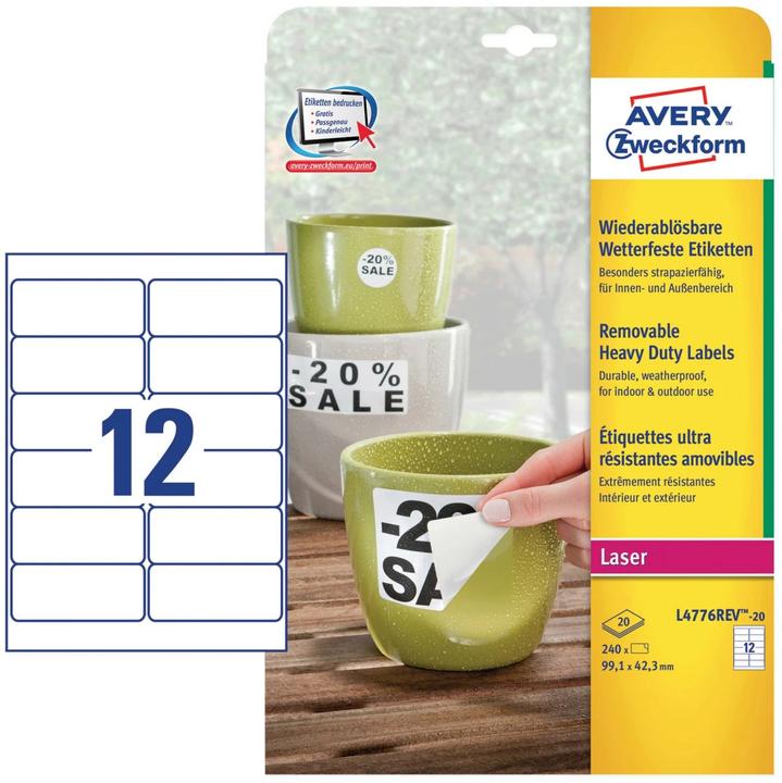 Produktbild Avery Wetterfeste Etiketten, ablösbar