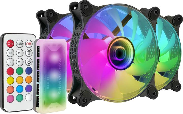 Produktbild Mars Gaming Lot De 3 Ventilateurs Boitier Mf-3d RGB - 12cm (Noir) (120 mm, 3 x)