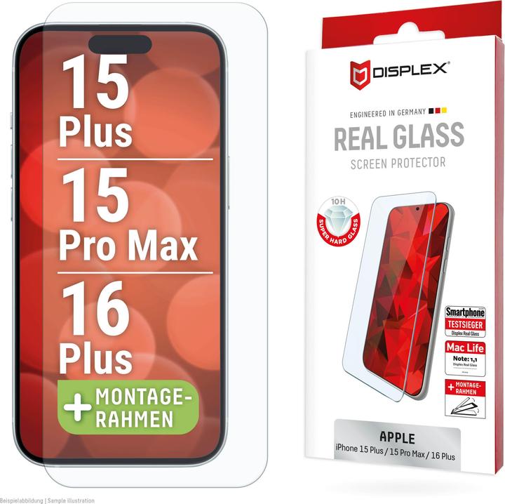 Displex Real Glass, 2D Panzerglas (1 Stück, Apple iPhone 16 Plus)