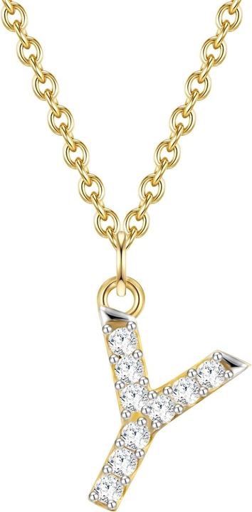 Immagine prodotto Glanzstücke München Catena da donna con lettera Y in argento sterling e zirconi in oro giallo 45,0 cm di base + 5,0 cm (Argento, 40 - 45 cm)