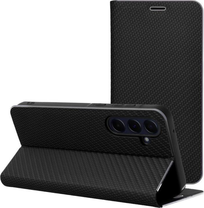 Actual product image Forcell Book case OEM LUNA Book Carbon for SAMSUNG S22 black (Samsung Galaxy S22+)