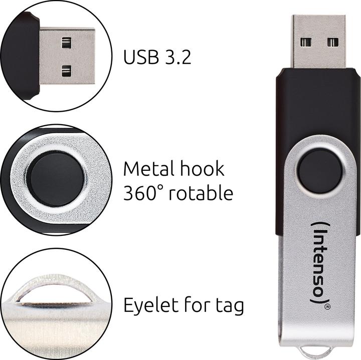 Actual product image Intenso USB 32GB OFFICE LINE 3.2 Gen1 Silver-Black (32 GB)