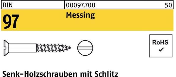 Produktbild Holzschraube DIN 97 Senkkopf Schlitz 3,5 x 20 Messing (200 Schrauben pro Stück)