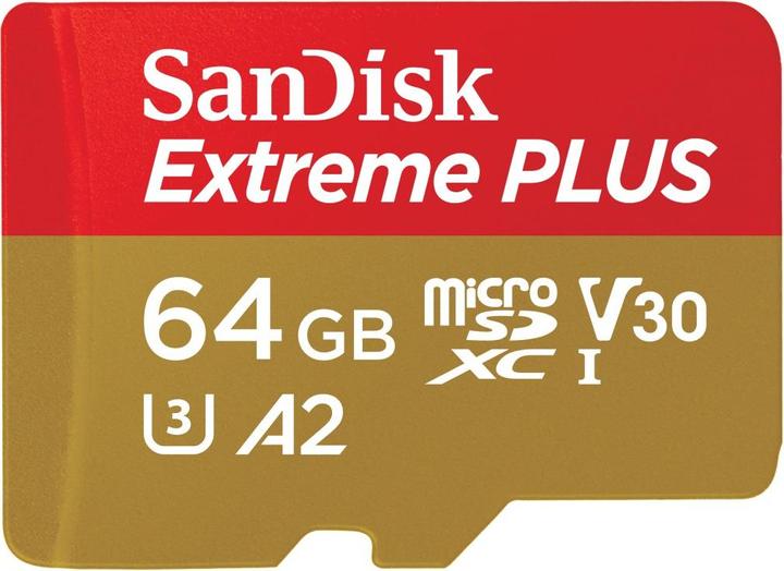 Actual product image SanDisk Extreme Plus (64 GB, microSDXC, U3, UHS-I)