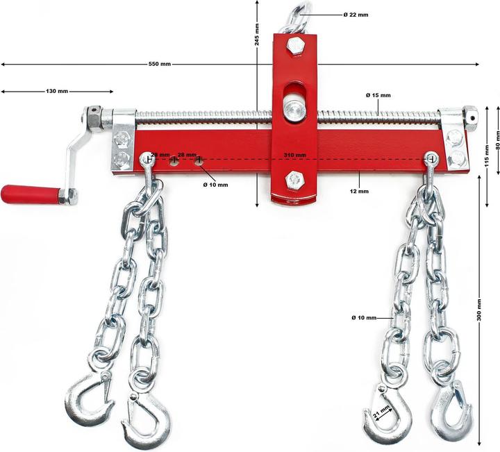 Actual product image Wiltec Crane Balancer 900kg Engine Gearbox Lifter Leveler Hoist Chain Lift Garage Workshop (300 mm)