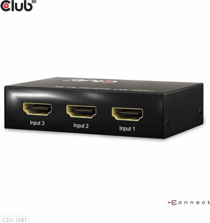 Actual product image Club 3D Club3D HDMI Switchbox 3 inputs -> 1 output 8K60Hz UHD retail