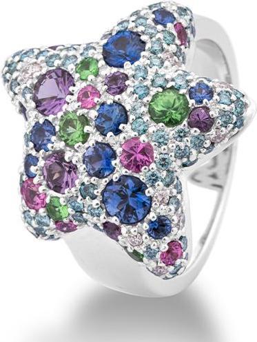 Actual product image Breuning RING - E.SAFIR LIGHT BLUE/Brill. 0,816 Ct G/if (56, 750/18 K Gold)