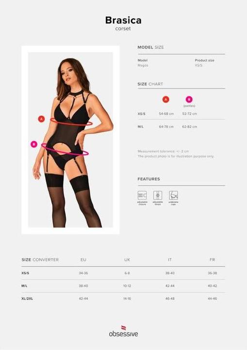 Image du produit Obsessive Corsé porte-jarretelles Brasica - Noir (XS, S)