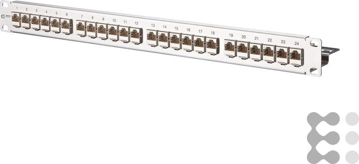 Actual product image Metz Connect BTR E-DAT modul 24x8(8) patch panel Cat.6 1U stainless steel module rack with 24 individually