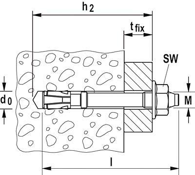 Actual product image Fischer FIS 044112 Nail anchor FNA II 6 x 30 M6/5 A4 (50 pcs.)