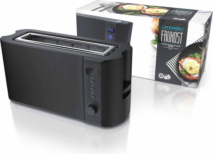 Immagine prodotto Arendo Tostapane in acciaio inox a 2 fette con slot lungo, attacco per panini, display con indicatore del