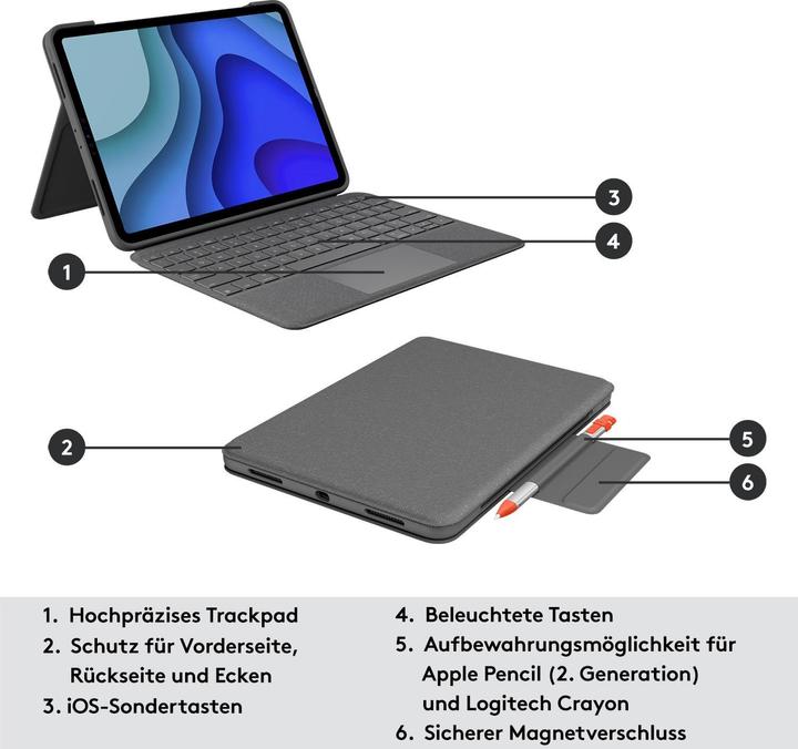 Actual product image Logitech Folio Touch (CH, iPad Pro 11 2018 (1. Gen), iPad Pro 11 2021 (3rd Gen), iPad Pro 11 2020 (2. Gen), iPad Pro 11 2022 (4th Gen))